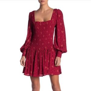 Free People Medium Two Faces Mini Dress Ruby